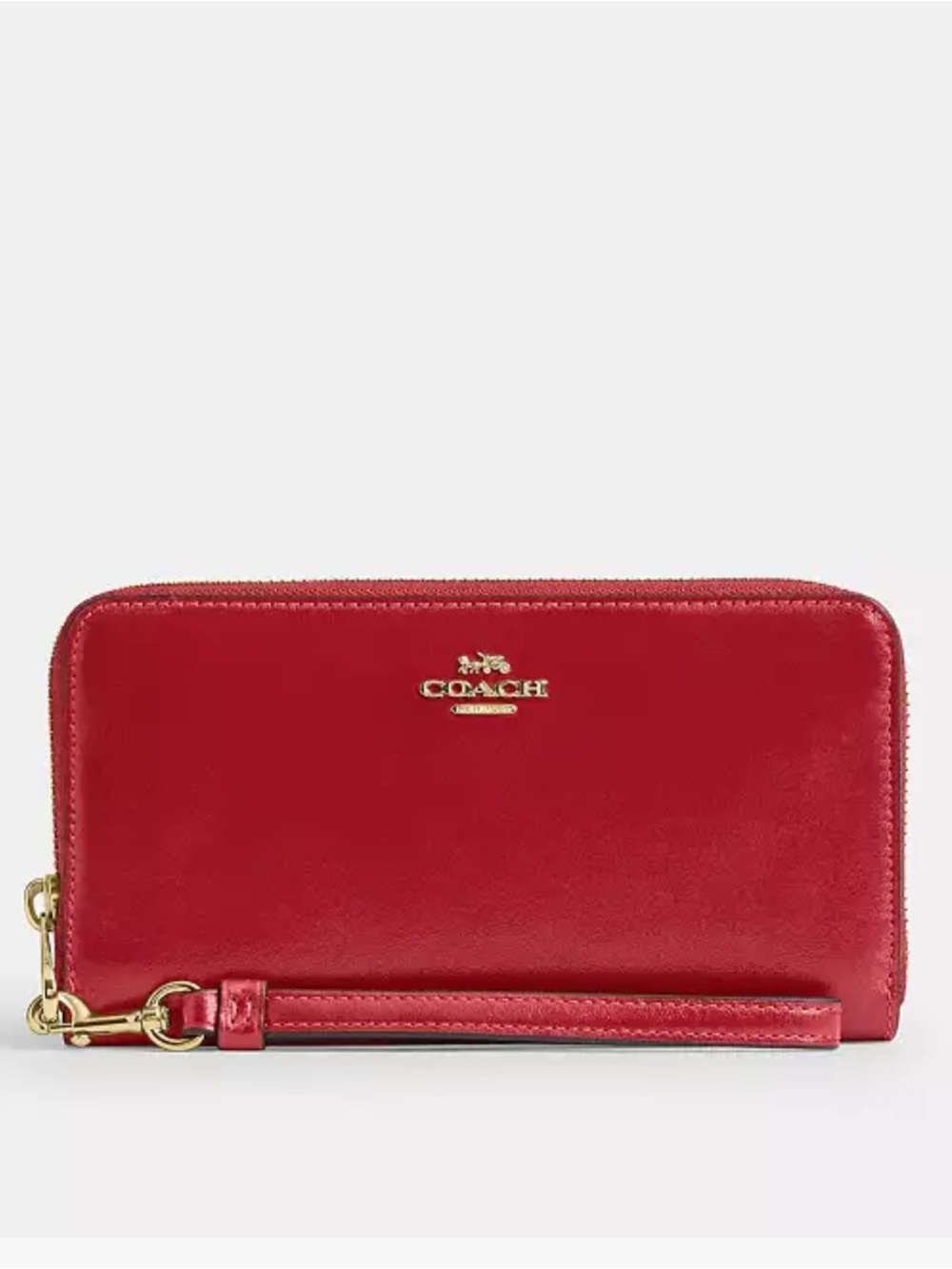Coach Long Zip Around Wallet Clutch In Crossgrain Leather Red Burgundy